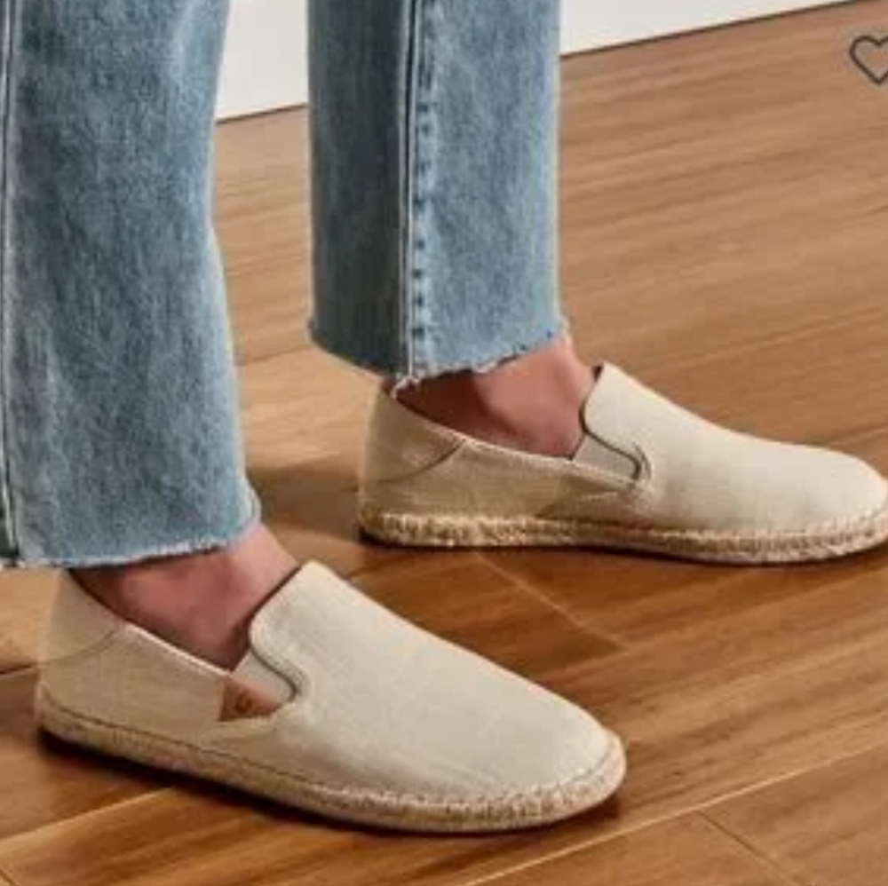 Olukai Women Kaula Pa'a Kapa Tapa linen Espadrille Loafer Slip on shoes sz 9